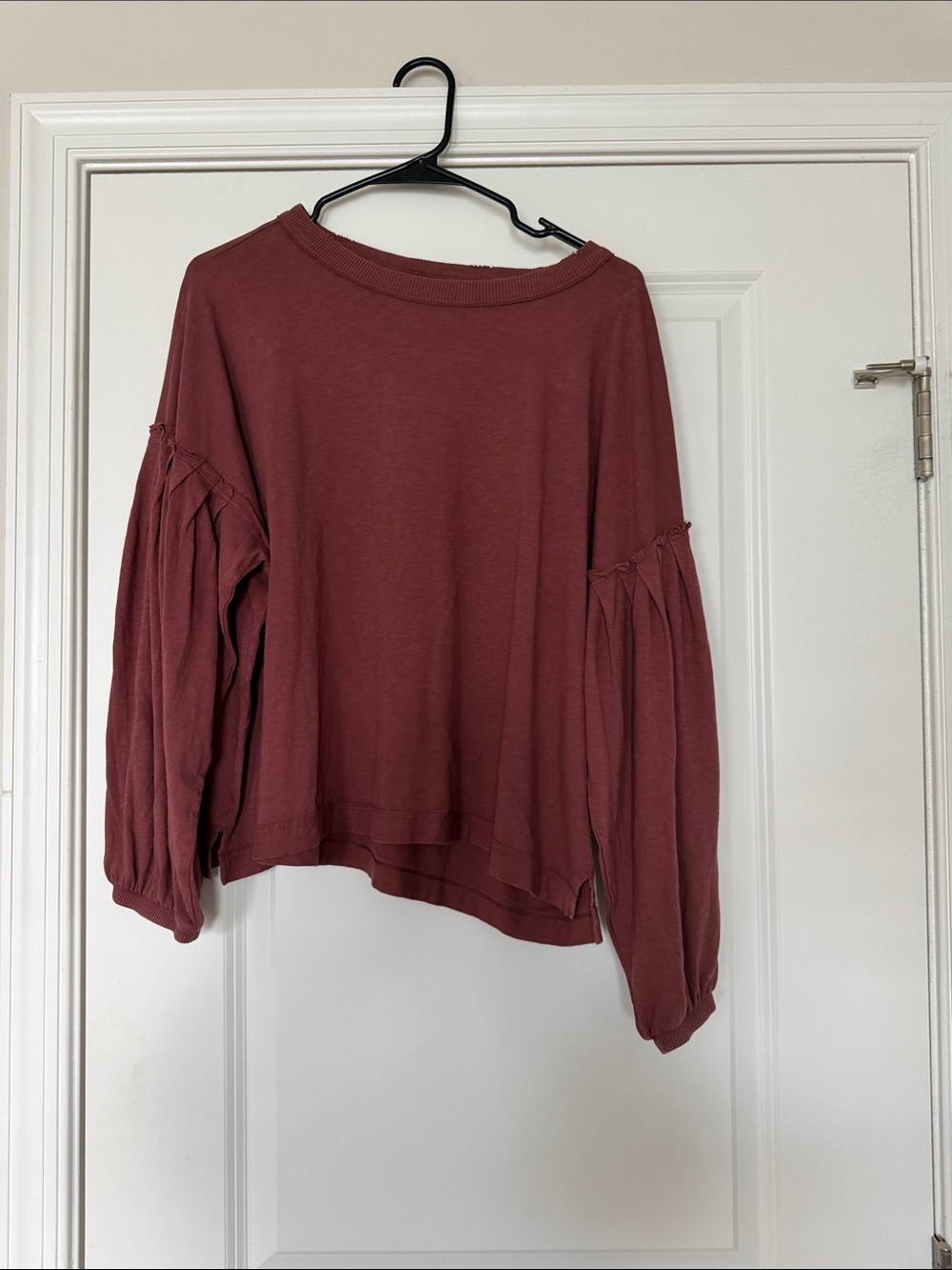 aerie Long Sleeve Balloon Sleeve Top - Mauve